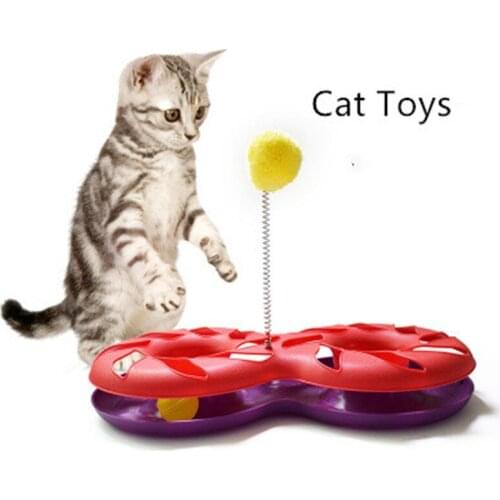 Pet toy cat carousel tease cat play plate spring ball cat interactive educational toys