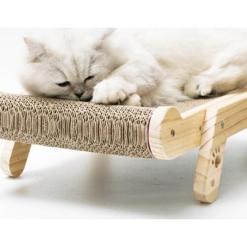 Solid wood cat scratching board, cat bed, corrugated paper vertical grinding board, wear-resistant and bite-resistant furniture