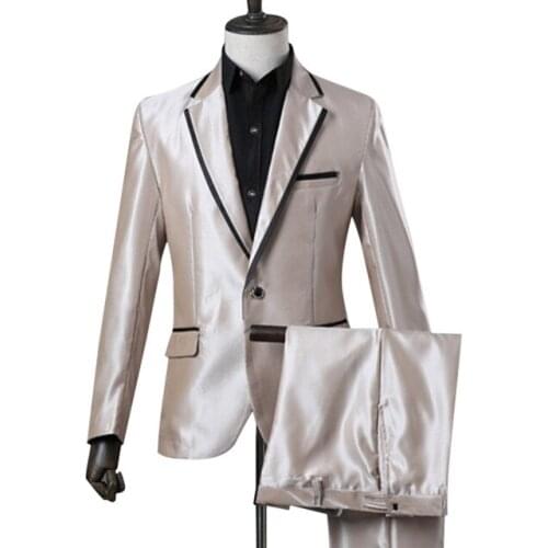 Champagne Mans Suits For Wedding Slim Groom Tuxedos Best Man Suits Business Suits Prom Dresses Custom Made 2 Piece(Jacket+Pant)