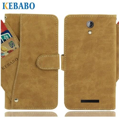 Leather Wallet Irbis SP401 Case 4" Flip Vintage Leather Front Card Slots Cases Cover Business Phone Protective Bags