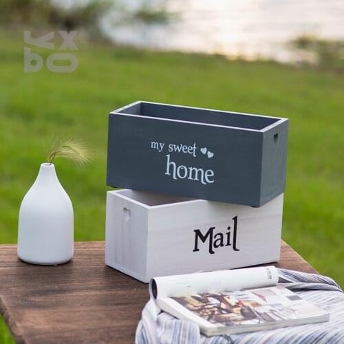 YBOX Creative Wooden Mailbox Desk -up Storage box Rectangle Organizer Hand-made case