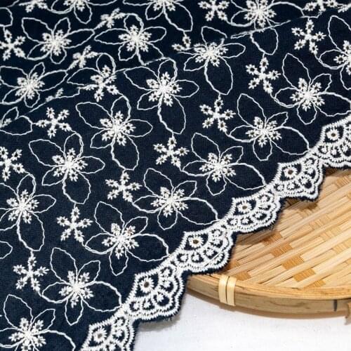 New Width 135CM Cotton Cloth Small Floral Embroidered Lace Fabric Baby Dress Womens Clothes DIY Accessories CR2525