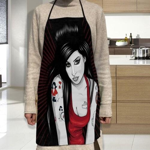 Custom Amy Winehouse Apron Dinner Party Cooking Apron Adult Baking Accessories Waterproof Fabric Printed Cleaning Tools
