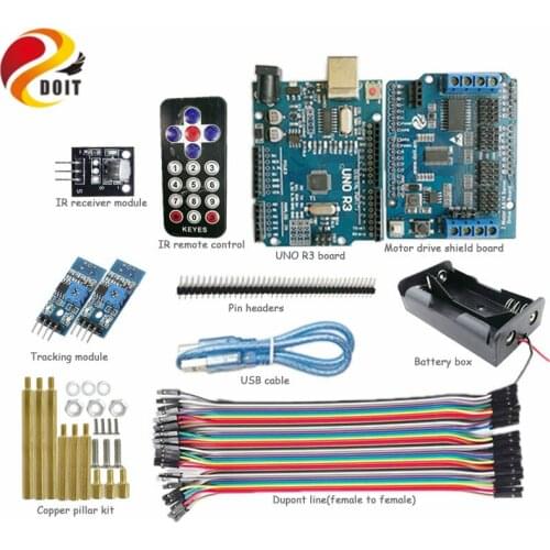 DOIT 1set IR Control Tracking Kit for Arduino Robot Tank Chassis with UNO R3 board+Motor Drive Board+Tracking Module by Phone