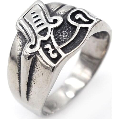 AsJerlya Retro Mens Titanium Stainless Steel Ring Trendy Mens Domineering Steel Ring Sword Shaped Ring Dropshipping Size 7-14