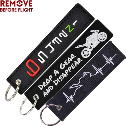 Novelty Embroidery Keychain Cool Biker Heartbeat Keychain for Motorcycles Cars Key Chains 6 5 4 3 2 N Stalls Key Tag 3 PCS/LOT
