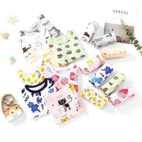 Boys Sleepwear Baby Homewear Cartoon Summer Pyjamas Short Sleeve Cotton Suits Girls Clothes Children Pajamas Kids Clothes Set