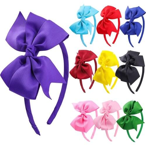 Candygirl Lovely Bow Flower Hairband For Girls Pure Color Hair Hoop Grenadine Fairy Headband Accessories Ornament Kids Headwear