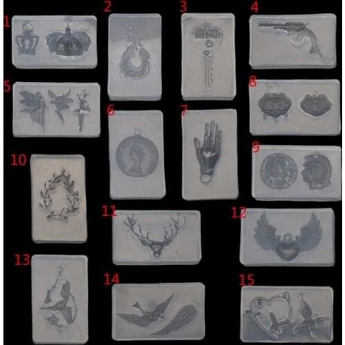 Deer Lock Key Crown Coin Heart Bird Pendant Resin Silicone Molds Jewelry Tools