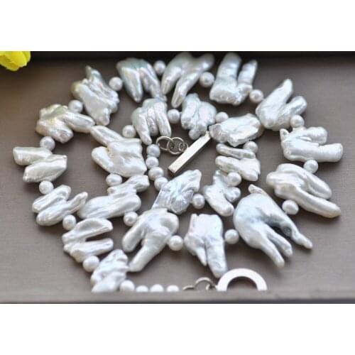 MCT·STAR Z10483 24" 31mm White Round Baroque Keshi Pearl Necklace