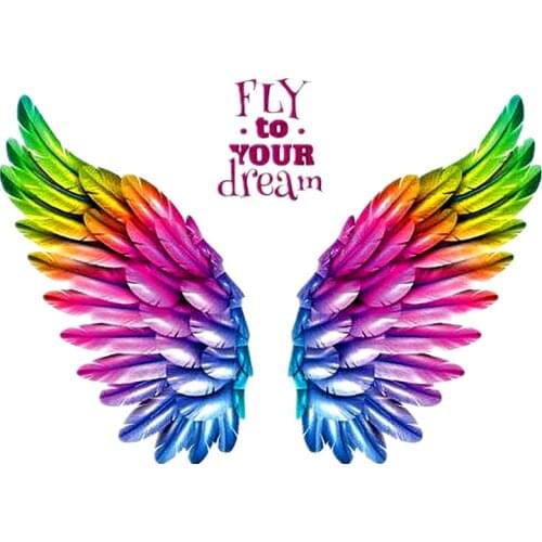 Angel Wings 24CM Patch Heat Tranfer Printing Clothes Stickers Large Badge Iron On Patches For Clothing Strange things Christmas
