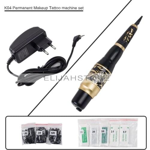K04 Eyebrow Tattoo Machines kits Micrbalding Permanent Makeup Pen Machines Set with 50 Needles Tips EU or US Plug