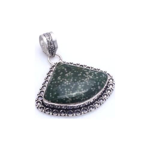 Genuine Ocean Jasper Pendant Silver Overlay over Copper , 50 mm, P10678