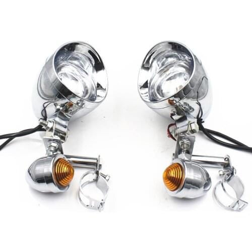 Custom Motorcycle Chrome Turn Signal Driving Spot Fog Lamp lights Light with For Yamaha Honda Chopper