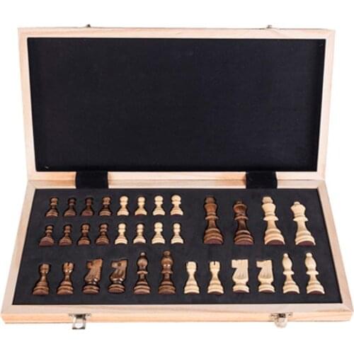 Portable Wooden Magnetic39cm Chessboard Folding Board Chess Game International Chess Set for Family Activities Chess Board Game