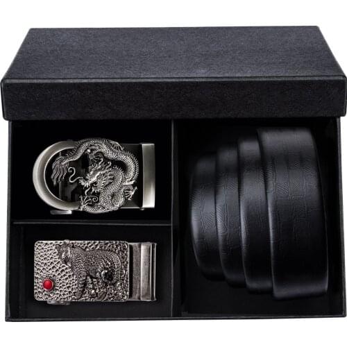 Famous Brand Belt High Quality Cow Genuine Leather Mens Automatic Buckle Belts 3.5cm Width Black Male Strap Mens Gift DiBanGu