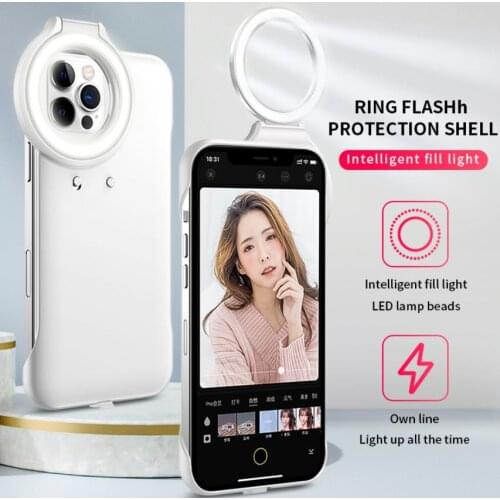 LED Phone Case For Iphone 12 12 Pro Selfie Ring Flash Photo Fill Light Portable Flash Camera Phone Case Outdoor Flashlight Cover