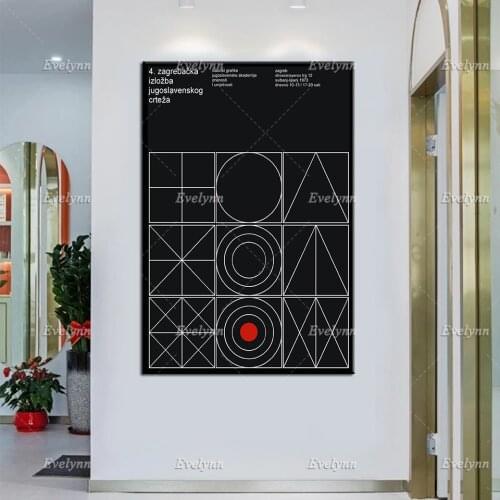 Ivan Picelj Exhibition Poster 4th Zagreb Exhibit Of Yugoslav Drawings 1973 Geometric Art Home Decor Prints Wall Art Canvas