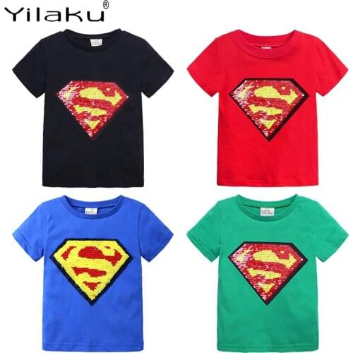 Yilaku Kids Clothes Summer Boy Clothes t Shirt Cartoon Baby Boy Short Sleeve Reversible Sequins Kid Tees Toddler Boys Tops YY180
