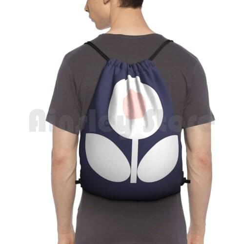 Bloomin' Bluebell Backpack Drawstring Bags Gym Bag Waterproof Pink Blue White Midcentury Modern Minimalist Retro Vintage