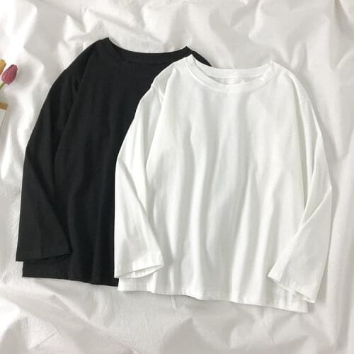 Woman Tshirts White Long Sleeve T-shirt Womens Autumn and Winter Loose Top Wear Ropa Mujer Camisetas