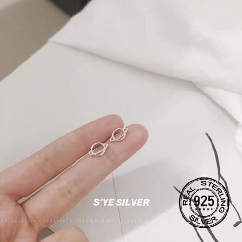 S925 Silver Earrings For Women Asteroid Small Universe Earth Simple Korea Fashion Retro Punk Design Lady Wedding Jewelry INEFFA
