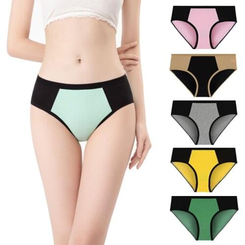 Womens Panties Breathable Cotton Underwear Fashion Patchwork Mid Rise Lingerie New Top Recommend Wholesale Large Size M-5XL