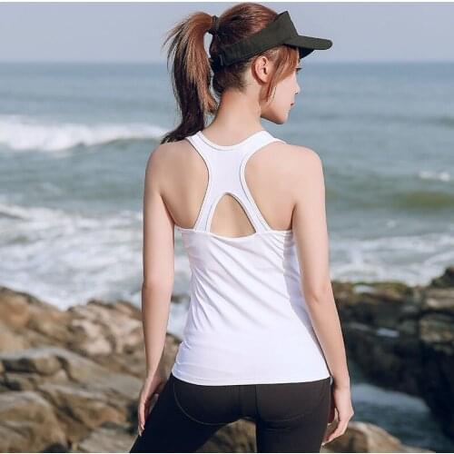 Womens large Yoga tank top with chest cushion for body building wear beautiful back running suit loose sling Sports Workout Top
