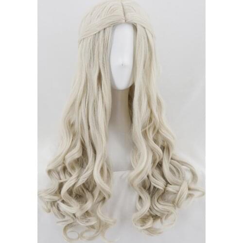 Alice In Wonderland The White Queen Long Wavy Curly Wig Cosplay Costume Women Synthetic Hair Wigs+ Free Wig Cap