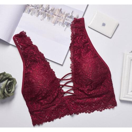 Women Solid Bandage sexy Thin Underwear Lace Push-up Bra Padded Vest Bralette Crop Tops Sexy Lingerie Soft Bras For Women