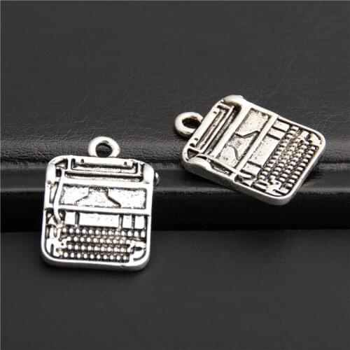 10pcs Silver Color Typewriter Charms Pendant Rectangle Pattern Diy Finding A2753