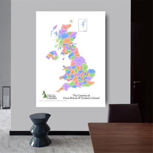 100*150 Cm The Countries Of Great Britain and Northern Ireland Map Poster Non-woven Canvas Painting Home Decor School Supplies