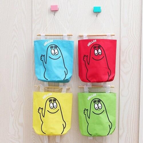 2pcs Colorful Storage Hanging Bag Cartoon Oxford Cloth Dustproof Sundries Organizer Underwear Socks Cosmetics Small Items Pouch