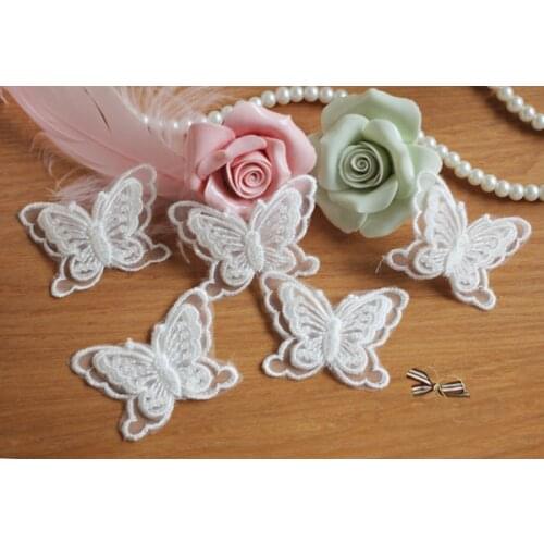 30pcs 5.5*3.7cm wide black/ivory 3D butterfly mesh embroidery lace appliques patches L14M31
