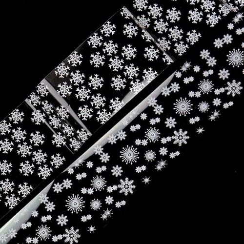 4*100CM Christmas Starry Sky Nail Foils Transparent White Snowflakes Nail Transfer Stickers Decals Manicure Nail Art Decorations
