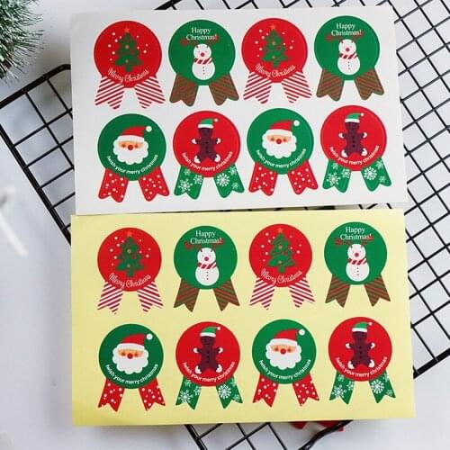 80pcs/lot Christmas Theme series Badge Design DIY Seal Sticker Paper Sticker Cookie Candy Seal Stickers Gift Packing Label