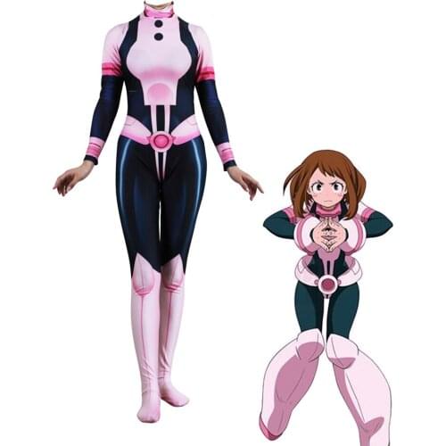 Anime URARAKA Cosplay 3D Women My Hero Academia Boku no Hero Academia OCHACO Costume Zentai Bodysuit Suit Jumpsuits