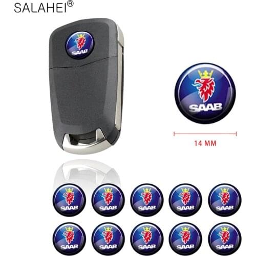 Auto Goods Accessories 14mm Decoration Stickers For SAAB 9-3 9-5 93 900 9000 5/10Pcs Car Coat Of Arms Folding Remote Key Decals