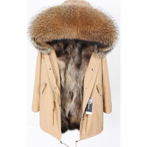 Free shipping.womens PARKA style jacket,winter warm real fur coat,Removable mink hair liner.long thick natural hair overcoat