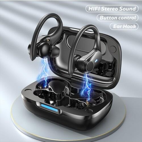 Wireless 5.1 Bluetooth Headphones HIFI Sound Sport Waterproof Earphones Low Latency Ear Hook Button Control Headsets with Mic