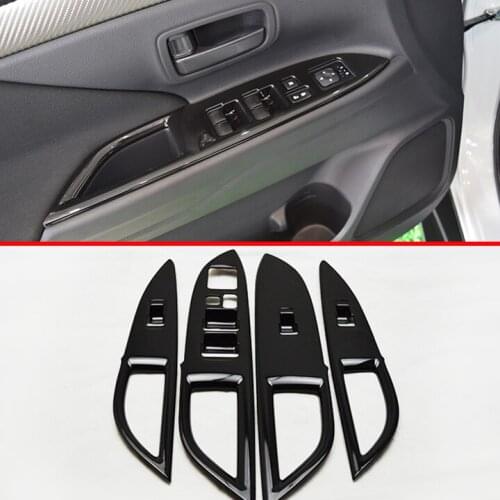 ABS Black Interior Door Window Armrest Cover Buttons Switch Panel Trim Molding Garnish For Mitsubishi Outlander 2016 2017