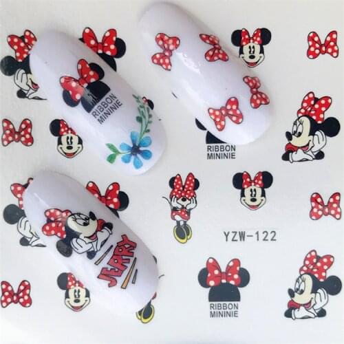 1PC Children Mickey Minnie Mouse Nail Stickers Disney Cartoon Girl Water Transfer Nails Sticker Kid Foil DIY Nail Art Decal Gift