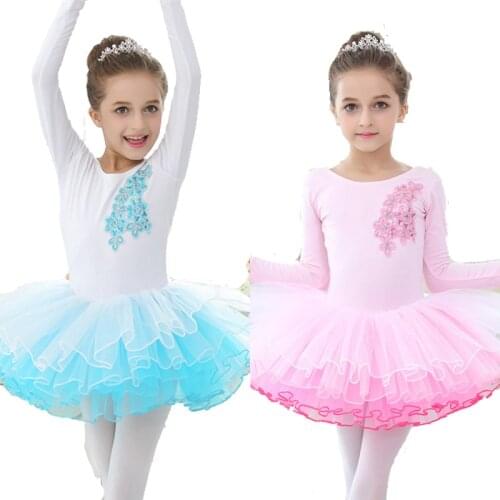 HIGH QUALITY!!! Ballet Dance Costume Girls Long Sleeve Children Swan Lake Performance Ballet Tutu Kids Ballet Dancing dress