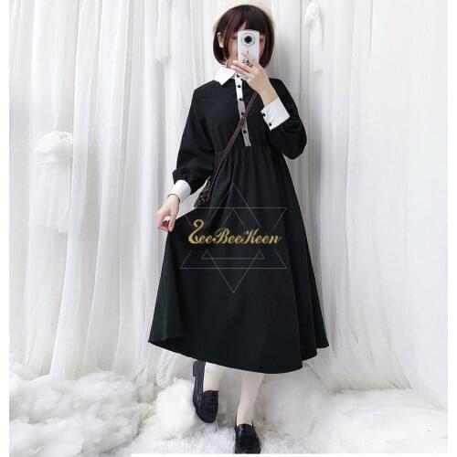 Cute Girls Lolita Maid Long Dress Cosplay Costume Halloween Cosplay christmas Holiday Party Dress Black Lolita Dress Uniform