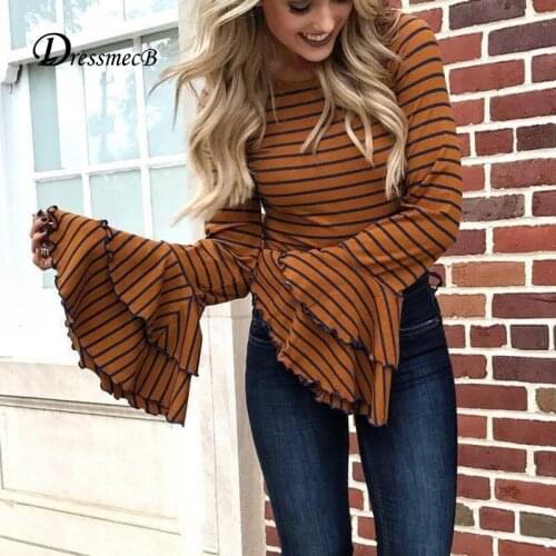 Женские полосатые футболки DRESSMECB China At AliExpress