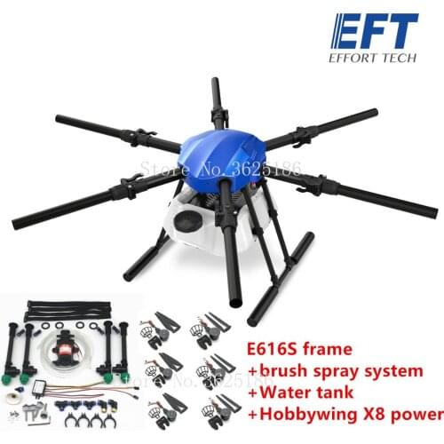 EFT E616S 16L Agricultural spraying drone E616 616S 16KG folding wheelbase frame brushless water pump spray X8 power system kit