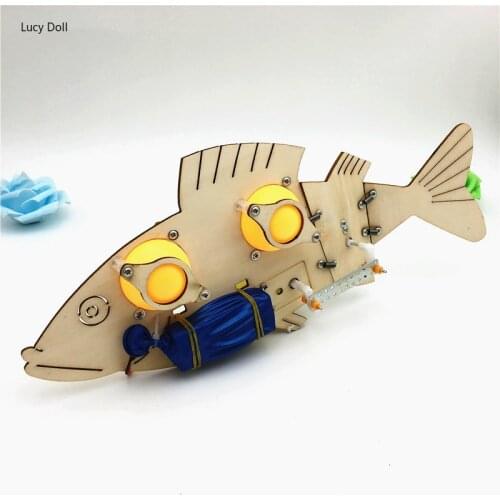 STEM Toys for Children Educational Science Experiment Technology Set DIY Electric Mechanical Fish Model Puzzle Painted Kids Toy