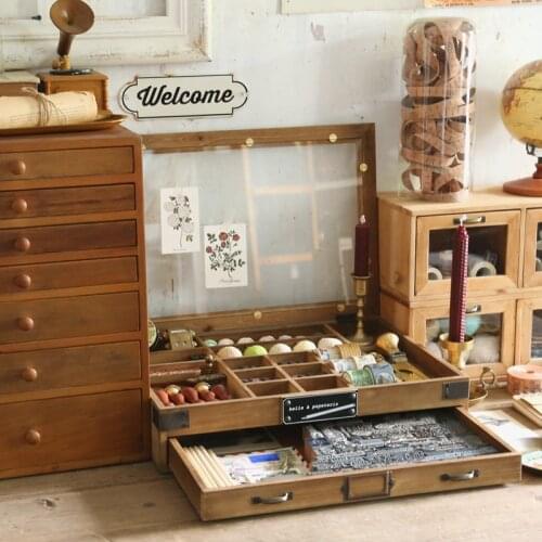 Glass top trinket small article organization shabby chic retro storage box