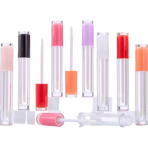 5ml Plastic Round Cosmetic Packaging Container Empty Clear Refillable Bottle Elegant Lip Gloss Tube With Wand 30pieces 50Pieces