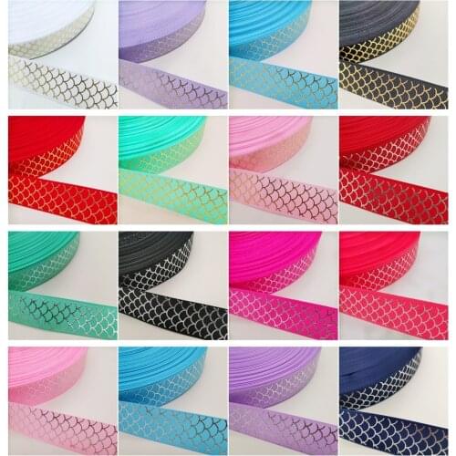 NEW DIY 5 Yards 1'' 25mm Gold silver Scale Printed Grosgrain Ribbon Hair Bow Party Craft